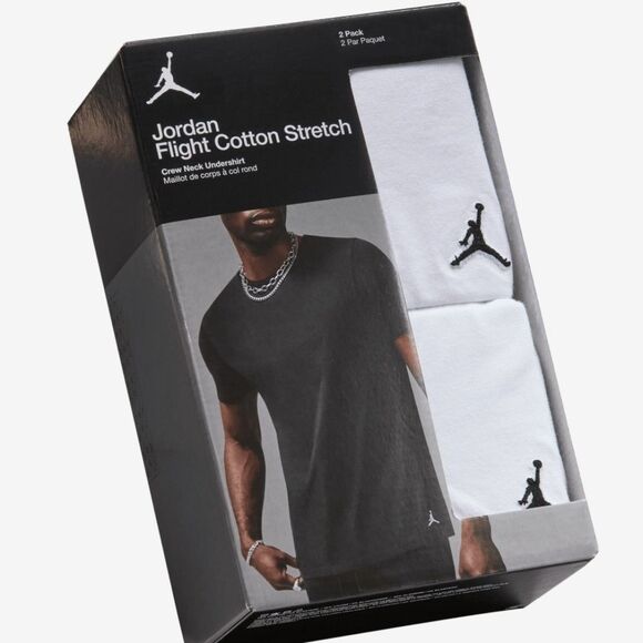 Jordan Flight Cotton Stretch Crew Neck Undershirt 2-PK - Picture 1 of 9